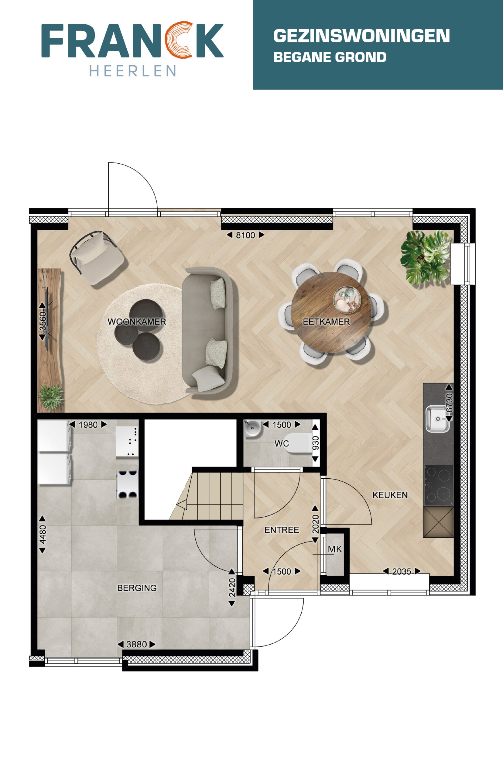 presentatie Franck Heerlen gezinswoning plattegrond begane grond